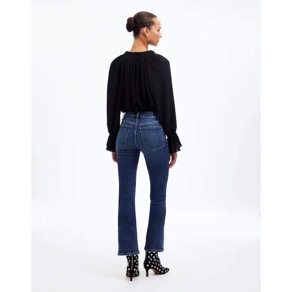 Madewell Mid-Rise Kick Out Jeans Dark Wash Blue Flare Denim Size 30 - Picture 2 of 9